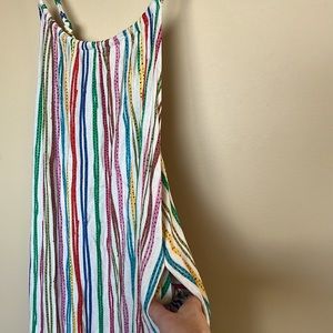 Linen Blend Rainbow Maxi Dress